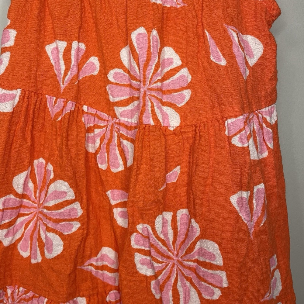 J Crew Crewcuts Girls Flower Gauze Tiered Orange Dress Size 6 - Picture 3 of 6